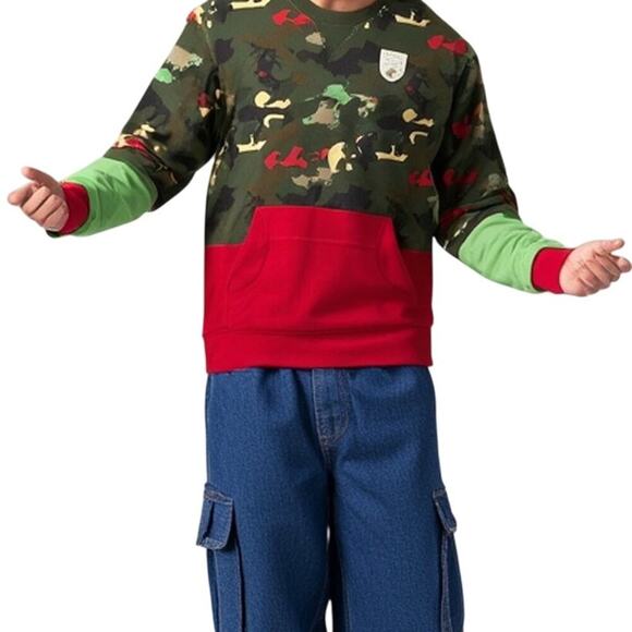 Hustle Gang Camo Graphic Pullover Sweatshirt Red Mint Green Streetwear 3XL - Picture 7 of 7